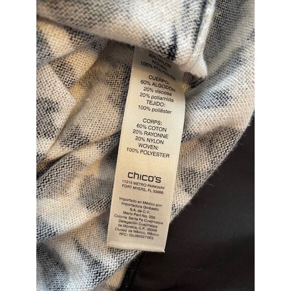 Chico's Size 1‎ (medium) Leopard Print Tunic Sweater Black & White - Picture 6 of 6